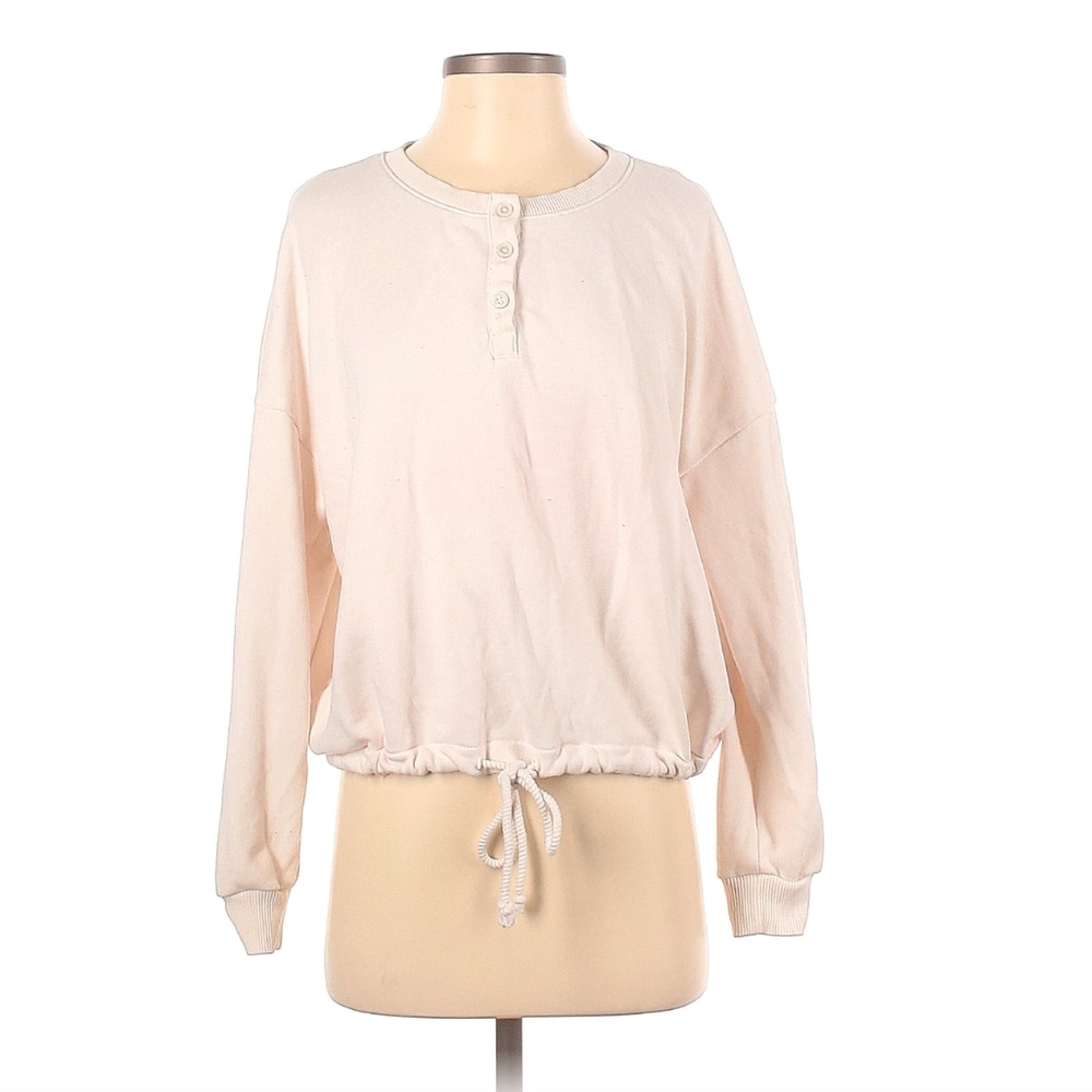 American Eagle AE Fleece Cinched Henley Pullover Sweatshirt, Size M